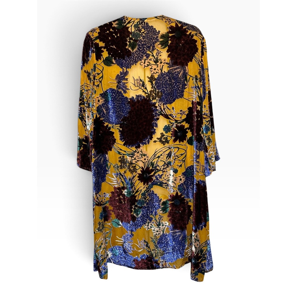 Floreat Anthropologie Aurelia Velvet Burnout Floral Kimono Duster One Size - Picture 3 of 6